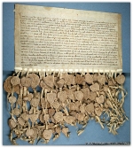 Ebenfalls zu reinigen: Städtische Urkunde 127 Bündnisvertrag der Stadt Stralsund mit 138 rügischen Rittern und Knappen vom 6. Januar 1316
