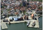 Das Quartier 65 zwischen zwei Speichern auf der Hafeninsel aus der Vogelperspektive