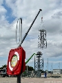 Gittermast in Aufstellung