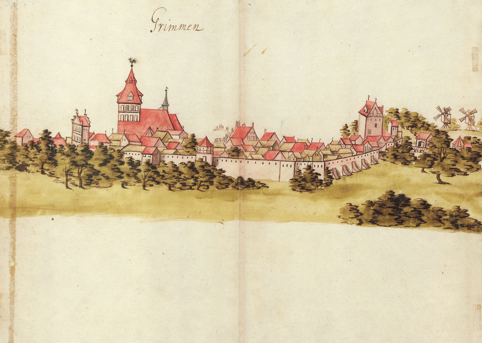 Stadtansicht Grimmen um 1615